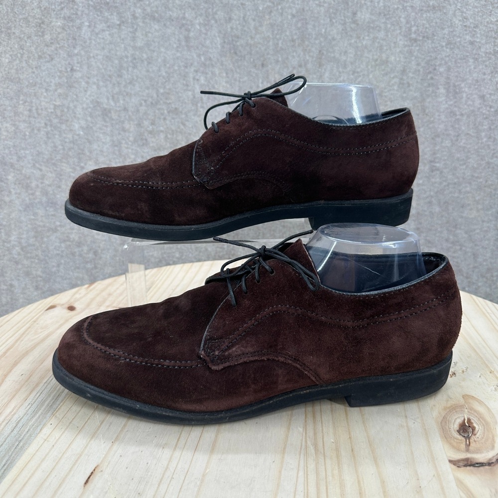 Hush Puppies Oxford Shoes Mens 11 Dark Brown Suede Leather Lace Up Dress Casual